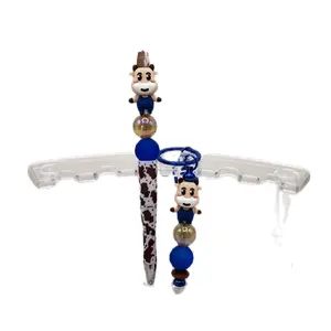 MOO MOO COW  Keychain Set  with matching Beaded Pen