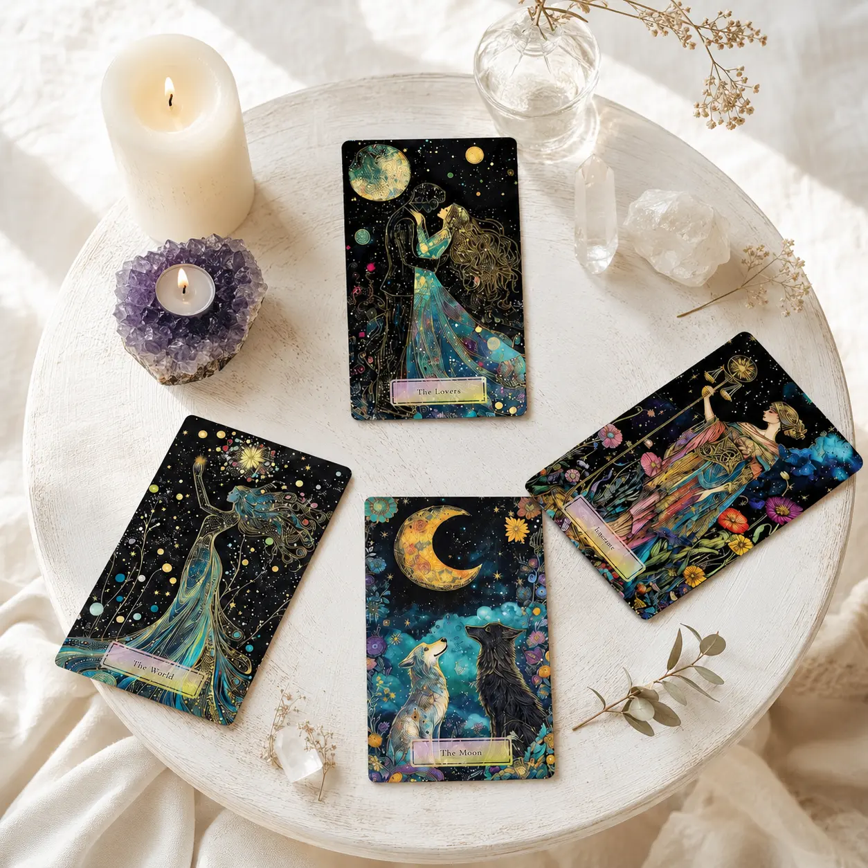 Starlit Garden Tarot Deck, 78 Celestial Fantasy Cards for Beginners and Collectors