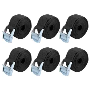 6pcs Cargo Tie Down Straps Heavy Load Lashing Straps Travel Luggage Strap Adjustable with Cam Lock Buckle for Car Truck Black