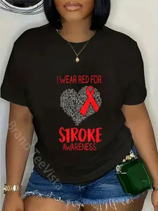 100% Cotton Unisex I Wear Red For Stroke Awareness - Stroke Survivor Gift T-Shirt