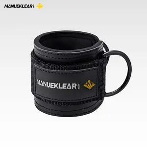 MANUEKLEAR Ankle Straps with D-Ring for Cable Machine Kickbacks, Glute Workouts, Lower Body Exercises - Adjustable Leg Straps, Wrist Cuffs,Premium Leather Feel & Neoprene Padding