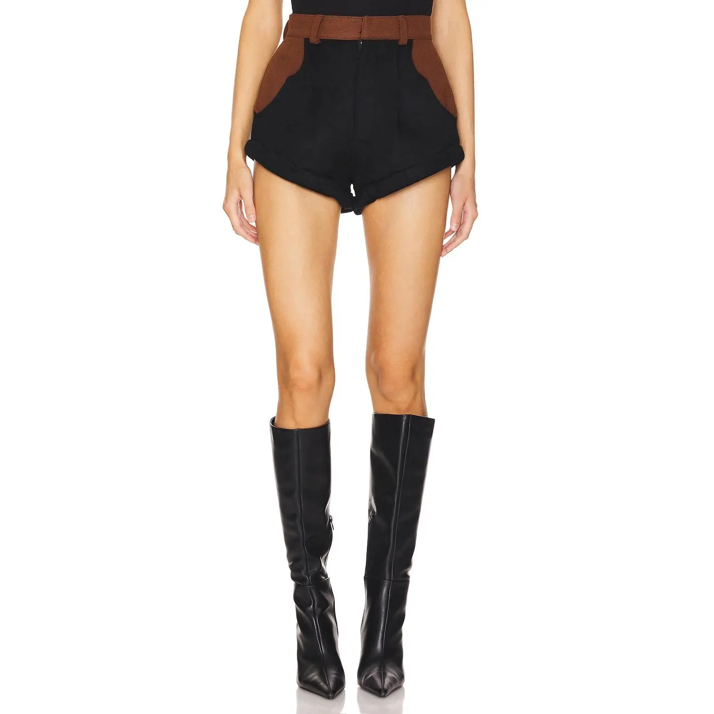 Understated Leather Love Story Shorts in Brown & Black