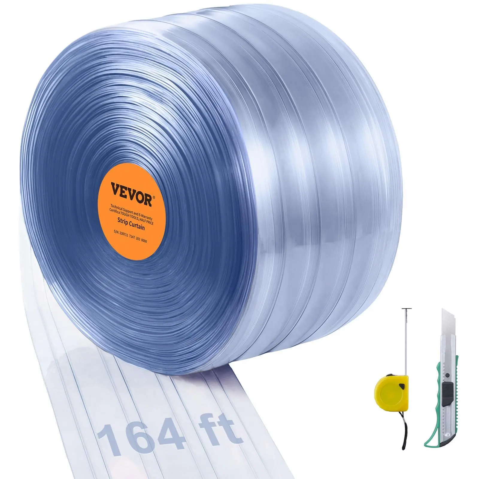 【SummerFinds】VEVOR Strip Curtain, 164' Length, 8" Width, 0.08" Thickness, Clear Ribbed Plastic Door Strips, PVC Curtain Strip Door Bulk Roll for Warehouses, Factories, Supermarkets, Shopping Malls, Halls, Garages