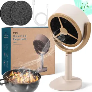 Mini rechargeable desktop air purifier with 2 carbon filters, quiet air cleaning fan. Ideal for smoke and odor removal, perfect for desks, pet rooms, kitchens, travel and shared spaces.