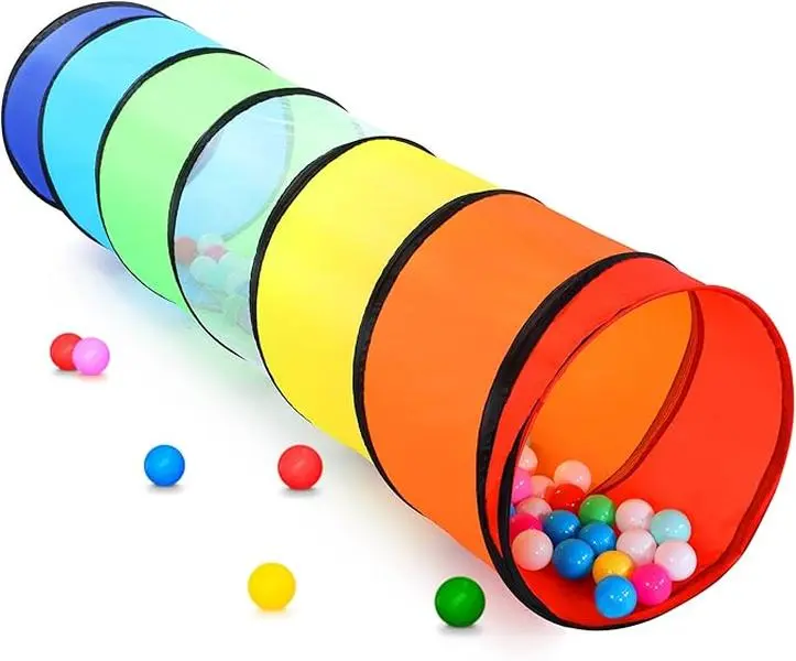 Kids Play Tunnel Tent for Toddlers Pop Up Crawl Tunnel Toy with Breathable Mesh Collapsible Indoor & Outdoor Play Tunnel for Babies Toddlers Boys & Girls Colorful Play Tent Gift( balls not included)