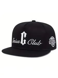 2025 Simple and Creative New Baseball Hat GENIUS CLUB Embroidered Skateboarding Hat Street Fashion Trendy Hip Hop Hat Outdoor Leisure Daily Commuting Decorative Hat Unisex Sports Sunshade Flat Edge Hat Snapback Hat
