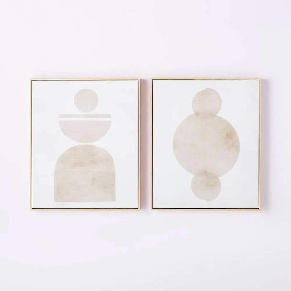 (Set of 2) 20" x 24" Abstract Shapes Framed Canvas Brown - Threshold designed with Studio McGee