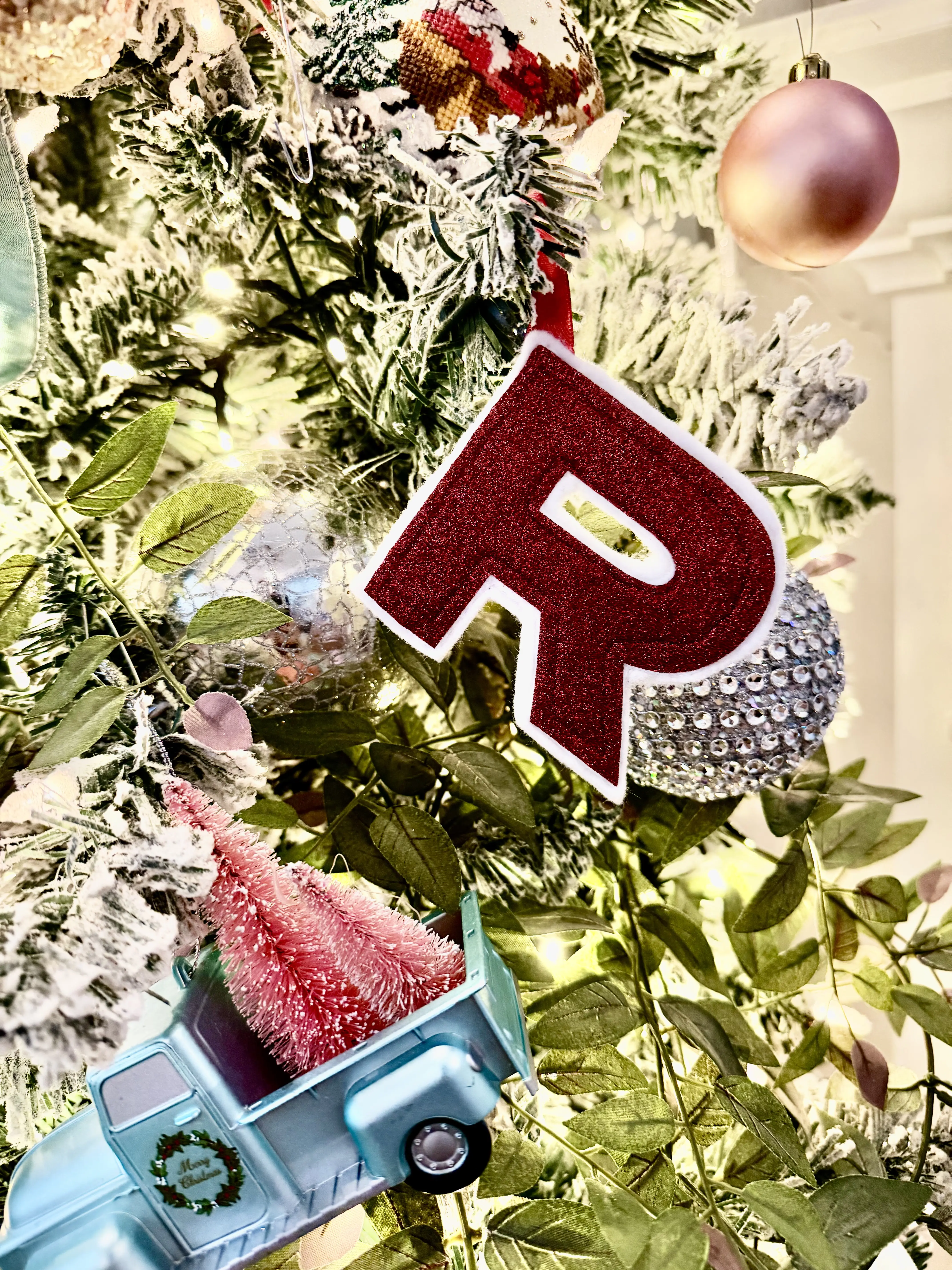 Peace of Annie Handmade Glitter Initial Ornament – Fabric Letter Christmas Decor