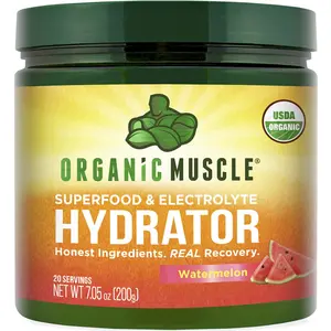 Organic Muscle Hydrator Electrolyte Powder, Watermelon - Vegan Intra & Post Workout Supplement for Natural Energy with Organic Superfoods & Antioxidants - Muscle Recovery Support - 20 Servings