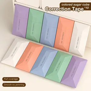 Sugar Cube Correction Tape Set 10 Rolls Smooth Easy to Cover for School Supplies Quick Corrections Neat Writing Colored Full Coverage