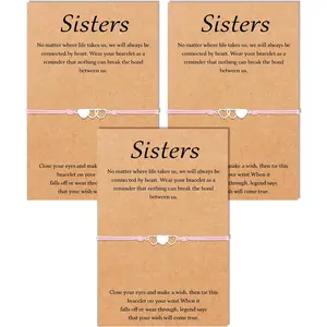 2/3/4 Pcs Sisters Bracelet, Sisters Gifts from Sister, Matching Heart Long Distance Bracelets, Gift for Girls Teenagers Birthday Thanksgiving Christmas Mothers Day Back To School Graduation Gifts
