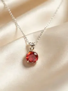 Super Shine Premium D Color 1ct Pomegranate Moissanite Solitaire Necklace, 4-Prong Setting, Non-Allergenic Girls Jewelry Gift