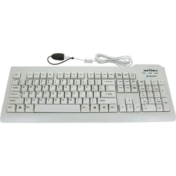 Seal Shield SSWKSV207L Silver Seal Waterproof QWERTY Keyboard - USB - White