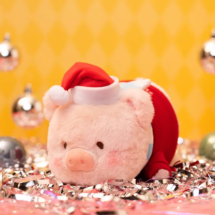52TOYS  LuLu the Piggy Christmas 20cm Lying Plush Toy Kawaii Creative Gift Room Decor Desktop Decoration Gift for  Birthday Party