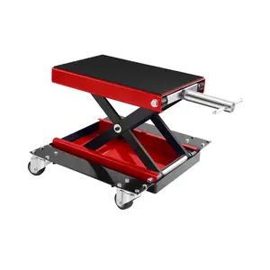 Garvee 1100LB Motorcycle Lift Scissor Jack with Caster Wheels, Adjustable 5.5"-15.4" Lift Height, Wide Deck Center Stand for Cruisers, Touring Bikes, ATVs, UTVs, and Dirt Bikes