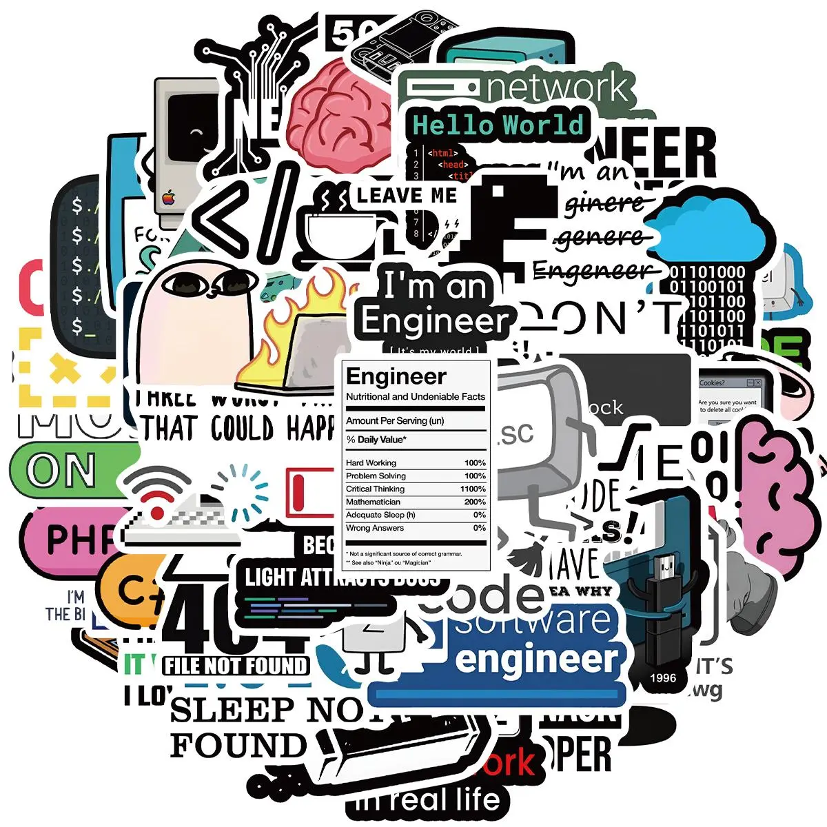 Programming Themed Sticker, 50pcs/set Program Sticker, Decorative Sticker for Laptop Computer Water Bottles Luggage, Office Supplies, Ornaments