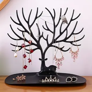 Multi-functional Jewelry Organizer: 1 Tree-shaped Jewelry Stand, 1 Glass Tray, and 1 Watch Holder - Perfect for Earrings, Necklaces, Bracelets, and Watches