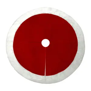 Haute Decor 54" Burgundy Velvet Tree Skirt w/Hi -Pile Border