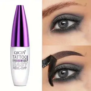 Easy Peel-Off Eyebrow Gel - Waterproof & Sweatproof, Long-Lasting Black or Brown Tattoo Tint, Film Forming, Medium Coverage for All Skin Types