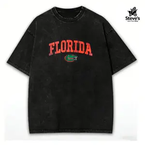 washed cotton Summer New Short Sleeve Pattern Top ,Vintage Florida State Gators Shirt , Shirt Hot   New Comfortable Retro Cotton T-Shirt-L91