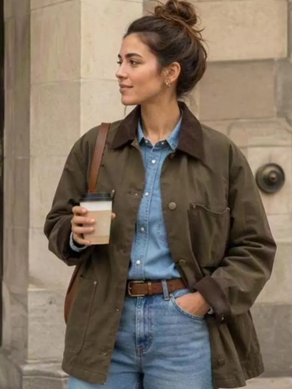 Barn Jackets for Women 2026 Fall Utility Cotton Coat Corduroy Collar Vintage Workwear with Pockets Casual
