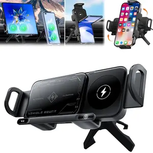 2026 Widened Clip-on Smart 2-in-1 Automatic Rotating Car Charger/Phone/Tablet Holder, One-Click Rotating Car Air Vent Holder, Suitable for Smartphones/Tablets/Foldable Phones