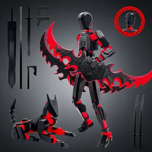 Titan 13 Robot Action Figure Set with Hell Dog Companion 3D Printed Articulated Dummy 13 Toy with 8 Weapons for Kids & Collectors DIY toys