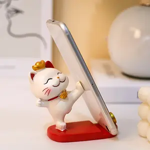 Office Desk Ornament - Cute Cartoon Cat Stand - 1pc Mobile Phone Tablet Holder - Suitable for Mobile Phones and Tablets