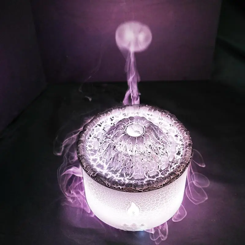Jellyfish Design Volcanic Flame Aroma Diffuser, 1 Count Portable Air Humidifier with Flame Night Light Lamp, Essential Oil Diffuser for Home Office
