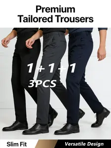Men's Elegant Golf Long Pants, Casual Sportswear for All Seasons, Comfortable Elastic Fabric, Slim Fit, Easy Care, Business Daily Wear, Casual Sports Trousers