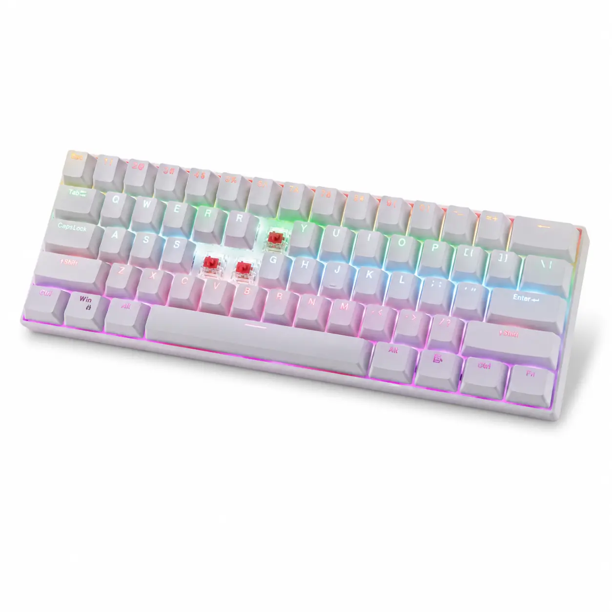 60% Hot Swappable Mechanical Gaming Keyboard, 61 Keys Blue or Red Switch Wired Keyboard with White Positioning Plate for PC Gaming Office