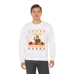Funny Thanksgiving Crewneck "Pass Me The Tequila Not Eggnog" Unisex Heavy Blend Holiday Sweatshirt for Party Lovers & Friendsgivings Festive Casual Knit