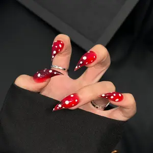Handmade Fake Nails Acrylic Press On Dragon Claw Short Nail Beast Nail European Style Cat Paw Christmas Sparkle Polka Dot Design Nails Press Ons