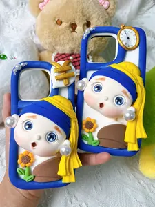 Pearl Girl Clay Phone Case Handmade Birthday Gift for Girls iphone  case  indo Screen Protector Smartphone Sun Cover Cellphone Casing Protection Protective Shockproof Multicolor phone cases labubu phone case magic john screen protector