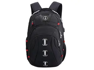 Swissdigital Black Pixel Business Backpack - Water Resistant – 15.6? Laptop Pocket – Extra Large Capacity – Durable Materials – Patented Smart USB Charging System – RFID Protection, Model SD-857