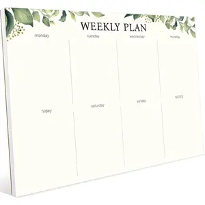 Weekly Planner Notepad, Undated  Off Weekly  Notepad, 11.5" x 8", Eucalyptus Design  Cream Base,  Thick Paper and Cardboard  Support, Desk Planner for Work, Office and .