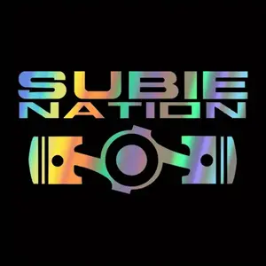 1PC Niche Holographic Tuning Aesthetic Sticker (for car accessories/car community decor gadgets) SUBIE NATION logo texture design, fits tough & passionate Subaru tuning-style lovers' taste Decor sticker + niche tuning-style decor goods