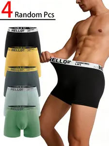 Men's Letter Tape Boxer Brief, Breathable Comfortable Casual Underwear for Summer, Men's Underwear for Daily Wear