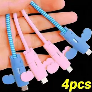 USB Data Cable Protective Sleeves Universal - Cute Silicone Covers for Mobile Phone/Android & Apple Chargers, Anti-Break Earphone Cord Protectors, Multi-Color, High-Quality Durable Silicon, Playful Design, Charger Cord Saver