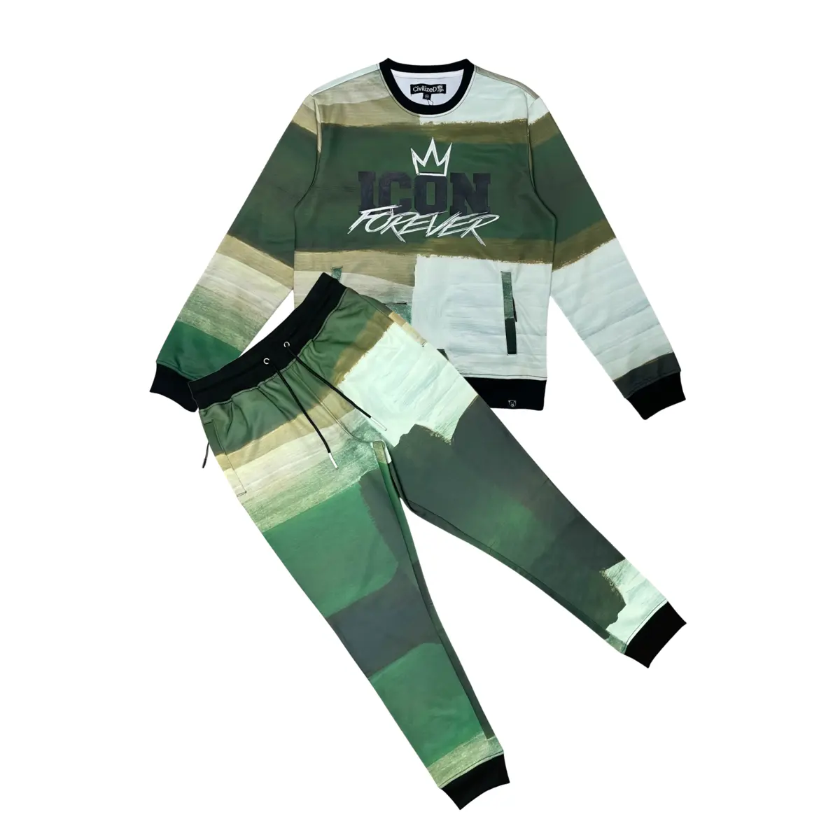 ICON EMBROIDERED POLY JERSEY JOGGER SET