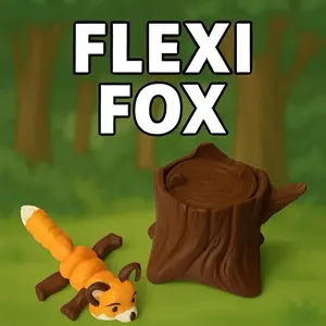 Articulated Fox with Tree Stump House | Desk Toy | Unique Mantle Decor | Locker Buddy Gift Ornaments