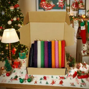 20 Christmas beeswax candles, colorful holiday decoration candles for the center of family dining tables, creative holiday gifts for Christmas party decoration