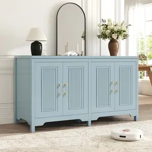 JocoevolBuffet Cabinet with Storage, 55" Blue Kitchen Storage Cabinet with Shelves, Modern Farmhouse Coffee Bar Station for Dining Room, Kitchen Buffet, Slate Blue