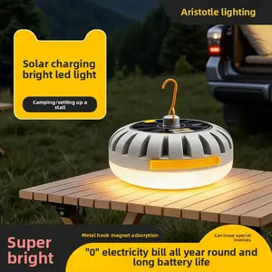 Solar charging ball bubble camping light night stall light small pumpkin outdoor waterproof mountain climbing fishing light