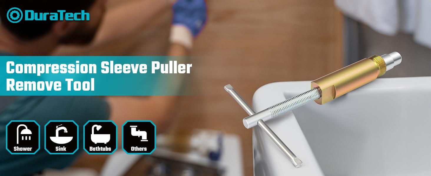 DURATECH Compression Sleeve Puller Tool, Ferrule Puller for 1/2 ” Compression Fittings, Without Damage, Corrosion Resistance, Remove Nut and Ferrule of Pipe in Kitchen, Sinks, and Bathtubs