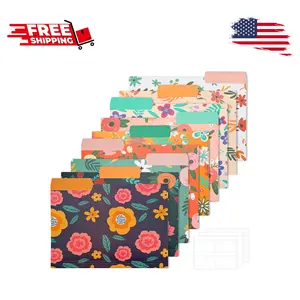 9pcs Decorative File Folders Letter Size, 1/3-Cut Tabs Plastic