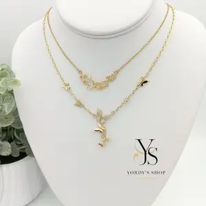Yordy's Shop Elephant and Butterfly Charm Thin Chain Necklace Adjustable 18" with 20" Extension for Custom Fit