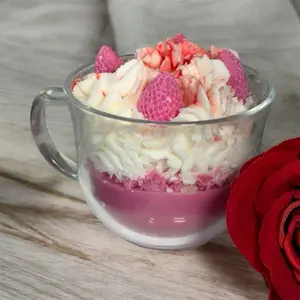Pink Strawberry & Cream Dessert Candles Cozy Decoration Freshener Aroma