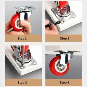 4pcs casters, universal rotating wheel fixed wheel, 1.5-inch red wheel, used for furniture, cabinets, and handcarts, swivel wheel