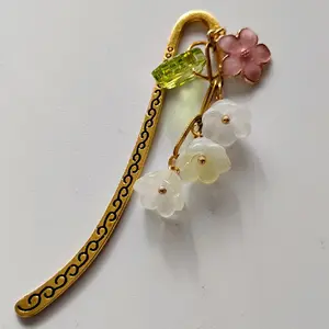 Flower Book Hook Bookmark Handmade by me With Adhesive Stickers Sticky Label
